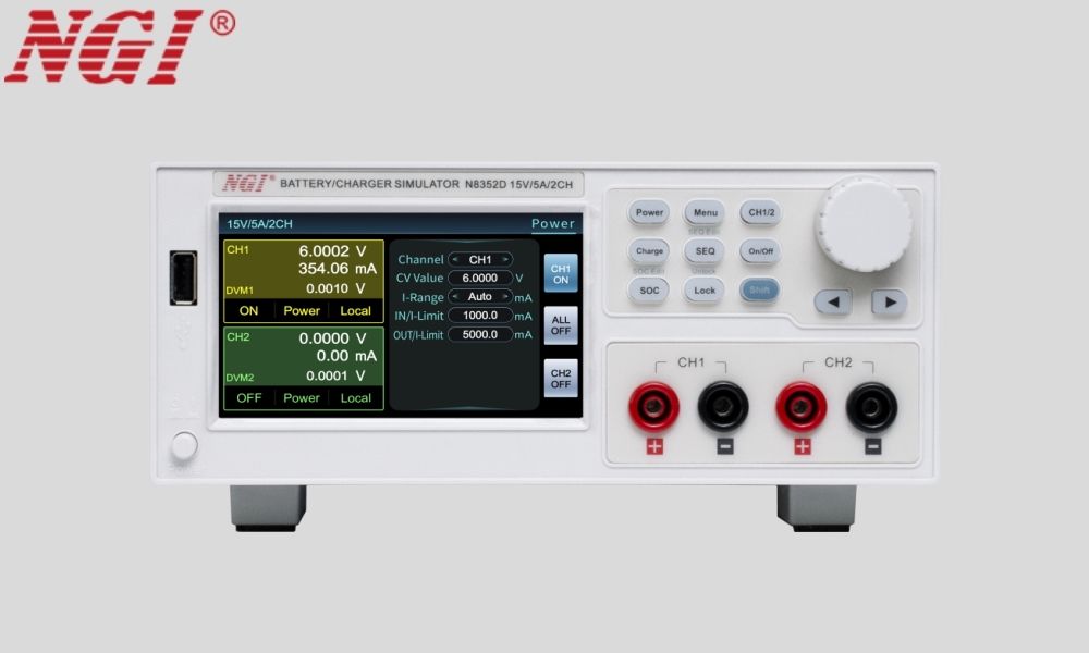 N8352 NGI TECH Çift Yönlü (Bidirectional) Yüksek Doğruluklu Batarya Simülatörü (0~6V/0~15V/0~20V,2CH)